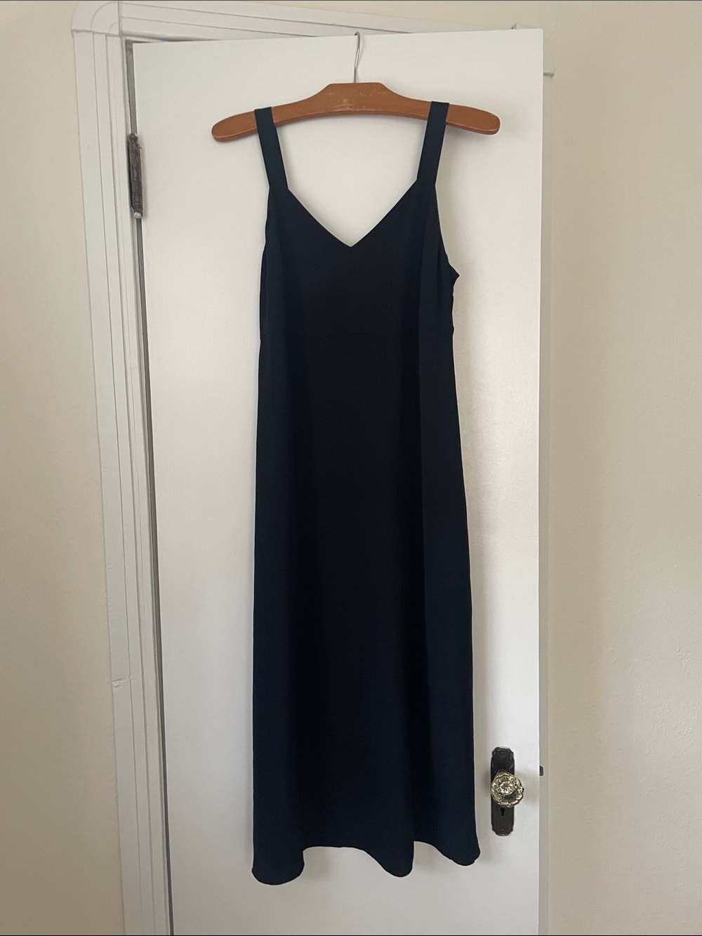 Wilfred black midi slip dress